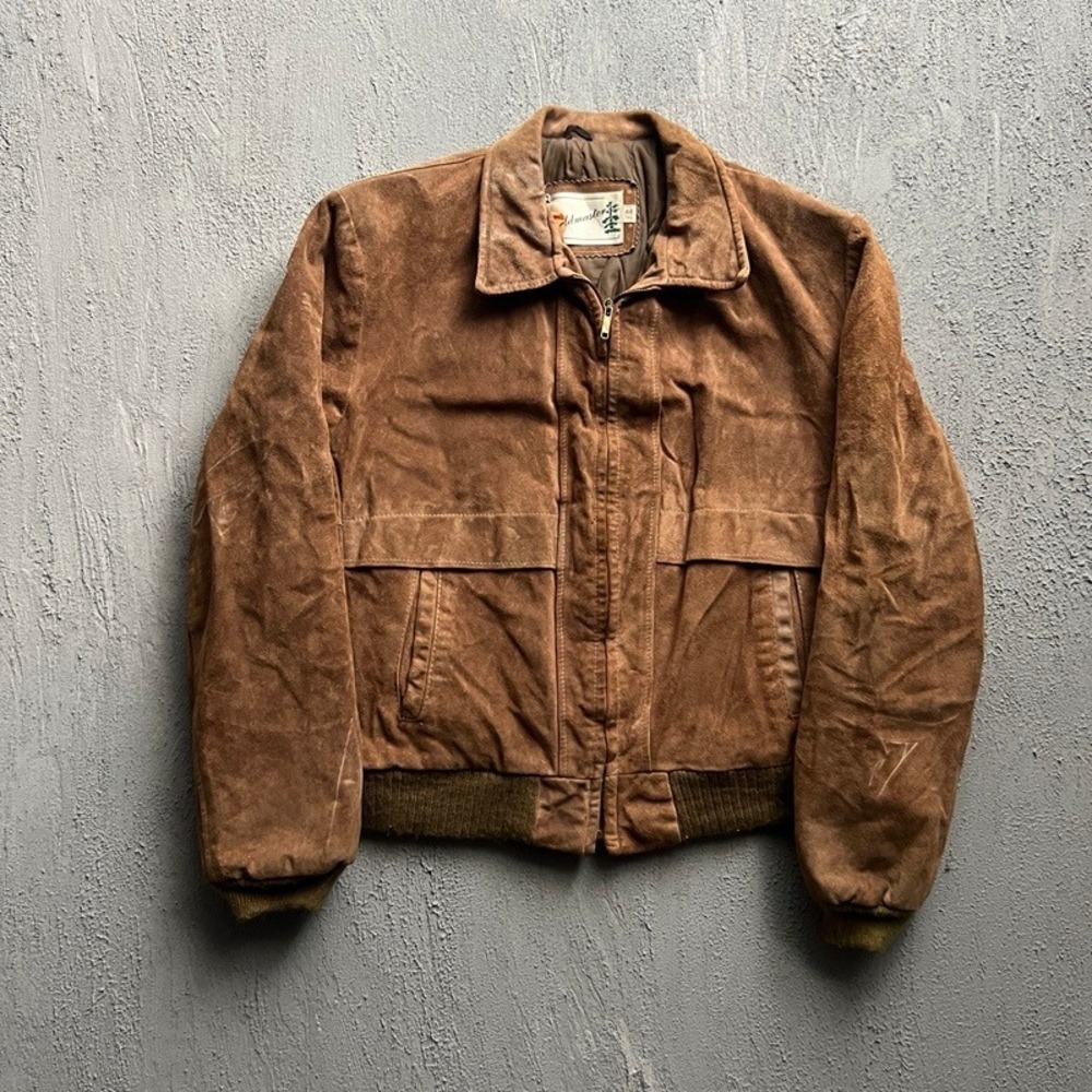 Vintage Fieldmaster Suede Bomber Jacket Large Brown 1970s Leather
